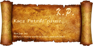 Kacz Petróniusz névjegykártya